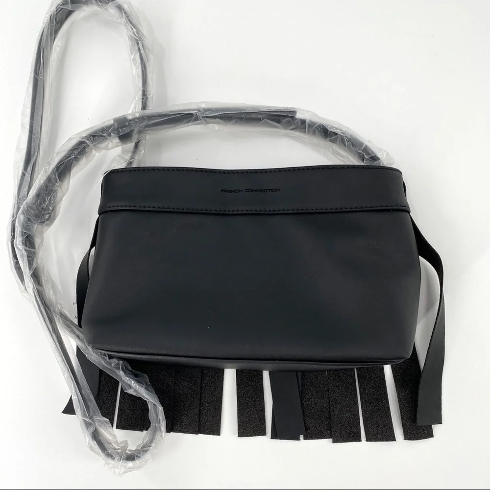 NWT Black French Connection Fringe Handbag - Picture 7 of 7